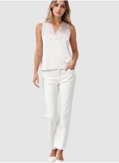White Simplicity Cowl Sleeveless Top