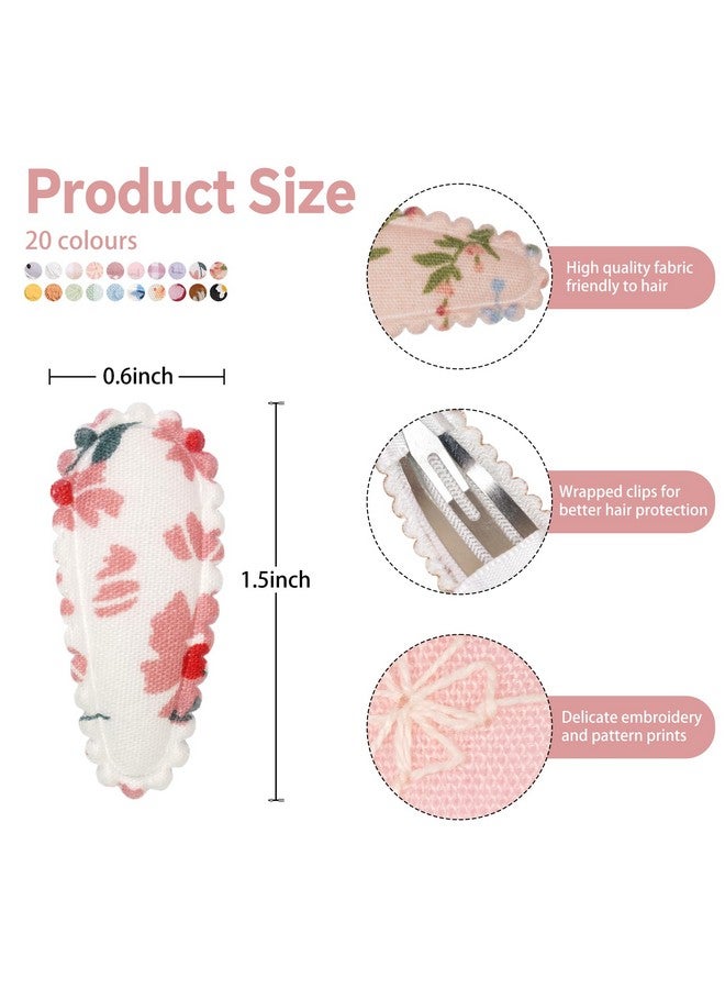 BBgifts 40 PCS Snap Hair Clips Flower Pattern for Fine Hair - 1.5 inches Wrapped Mini Barrettes and Hair Accessories for Infants and Toddlers (20 Colors in Pair) - Image 5