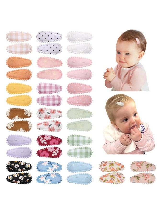 BBgifts 40 PCS Snap Hair Clips Flower Pattern for Fine Hair - 1.5 inches Wrapped Mini Barrettes and Hair Accessories for Infants and Toddlers (20 Colors in Pair) - Image 1