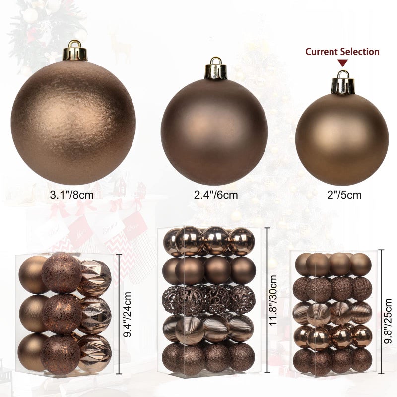 Briful 30PCS 2.36"" Christmas Ball Ornaments Shatterproof Brown Christmas Tree Decorations Xmas Tree Balls Halloween Ornaments D?cor - Image 3