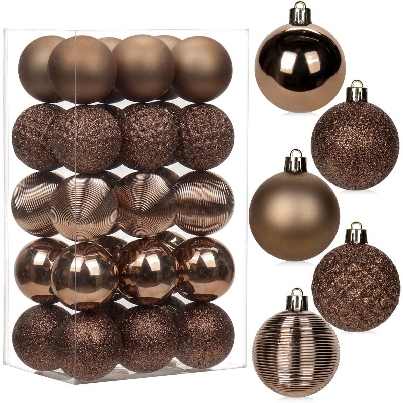Briful 30PCS 2.36"" Christmas Ball Ornaments Shatterproof Brown Christmas Tree Decorations Xmas Tree Balls Halloween Ornaments D?cor - Image 1