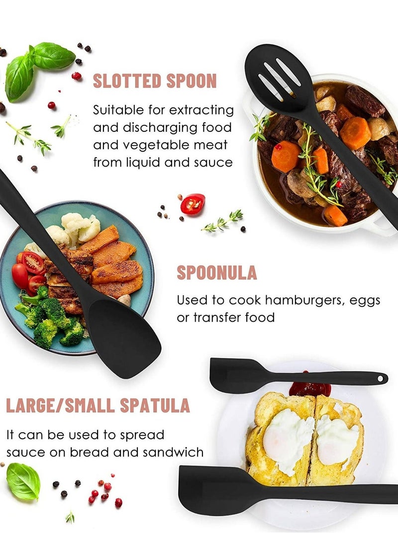 Arabest 12pcs Silicone Kitchen Utensil Set Cooking Tools for Nonstick Heat Resistant Cookware  black  10*10*31cm - Image 2