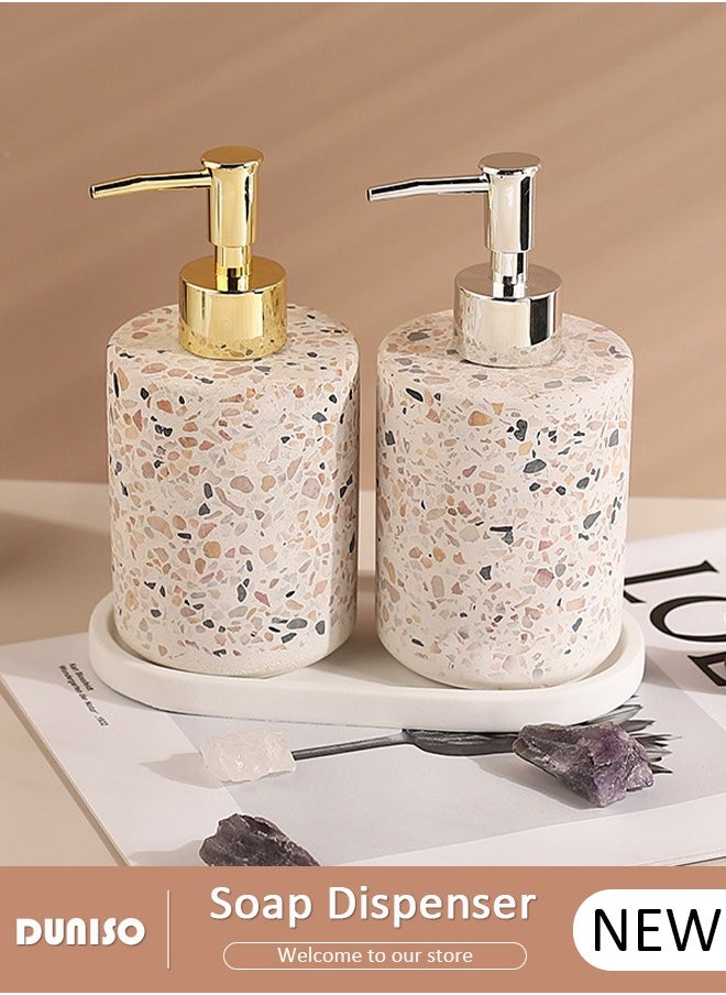 2 PCS 500ml Soap Dispenser with Tray, Marble Style, Refillable Hand Lotion, Dispenser for Shampoo, Body Wash, Disinfectant, Stylish Home Decorate, Bath Toilet Press Bottle, Lotion Dispensers for Kitchen, Bathroom - pzsku/ZC6425E4BFB5AE077CCEDZ/45/_/1740969201/b9cec842-5bcc-424e-a554-80a735f39269