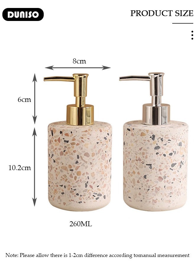 DUNISO 2 PCS 500ml Soap Dispenser with Tray, Marble Style, Refillable Hand Lotion, Dispenser for Shampoo, Body Wash, Disinfectant, Stylish Home Decorate, Bath Toilet Press Bottle, Lotion Dispensers for Kitchen, Bathroom  - Image 2