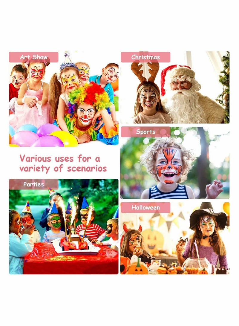 Excefore 15 Colors Face Paint Kit for Kids, Non-toxic Professional Palette Washable with Brush for Kids for Art Show, Party Colsplay Makeup Festive Face Paint - Image 3