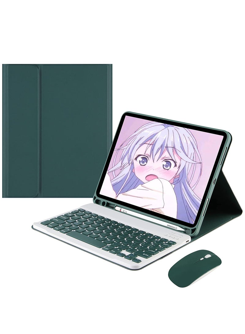 KASTWAVE KASTWAVE Tablet Cover Wireless Keyboard for iPad 9th Gen 2021/8th 2020/ 7th 2019/ iPad Air 3/ Pro 10.5 with Detachable Bluetooth Keyboard Mouse Pencil Holder Dark Green  - Image 1