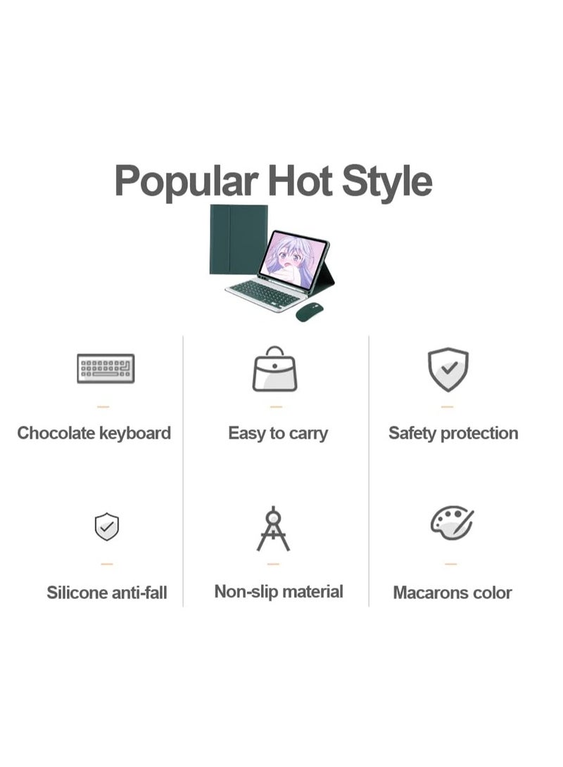 KASTWAVE KASTWAVE Tablet Cover Wireless Keyboard for iPad 9th Gen 2021/8th 2020/ 7th 2019/ iPad Air 3/ Pro 10.5 with Detachable Bluetooth Keyboard Mouse Pencil Holder Dark Green  - Image 5