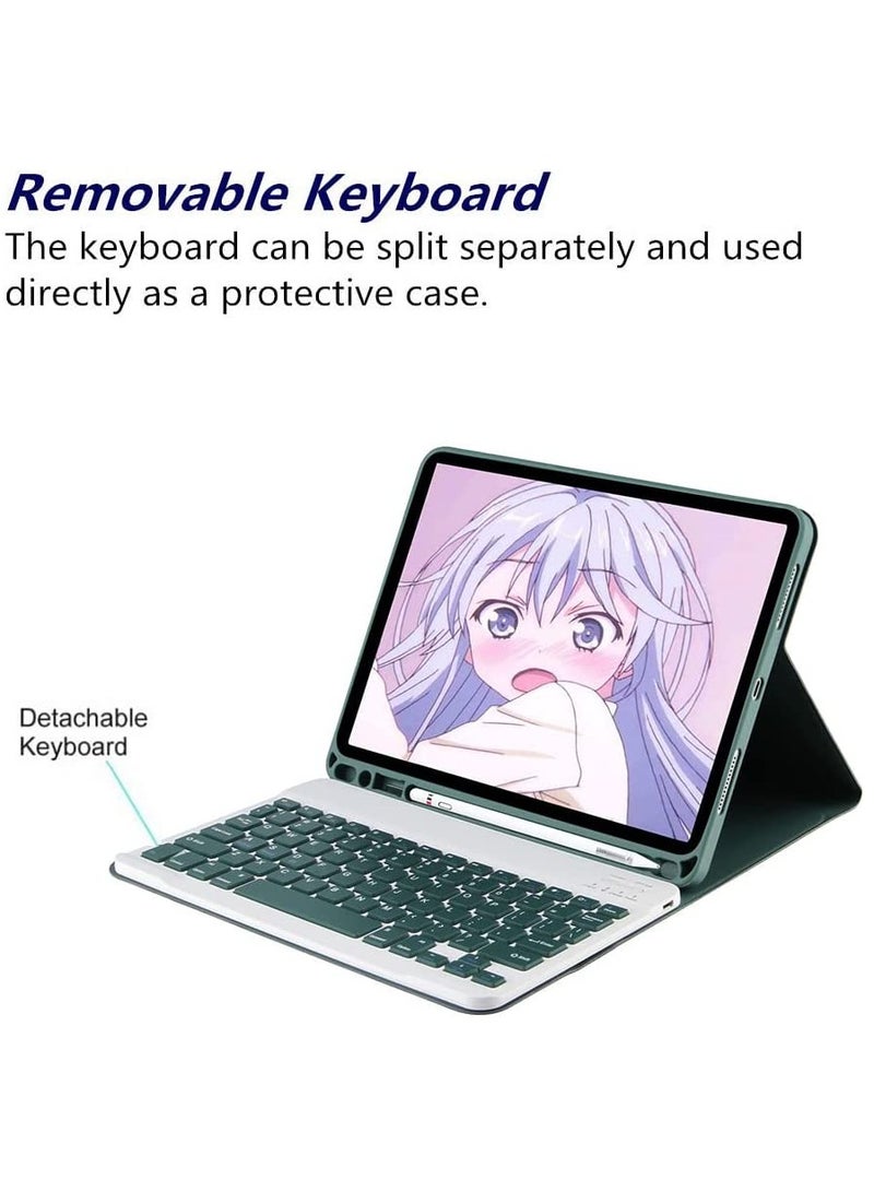 KASTWAVE KASTWAVE Tablet Cover Wireless Keyboard for iPad 9th Gen 2021/8th 2020/ 7th 2019/ iPad Air 3/ Pro 10.5 with Detachable Bluetooth Keyboard Mouse Pencil Holder Dark Green  - Image 2