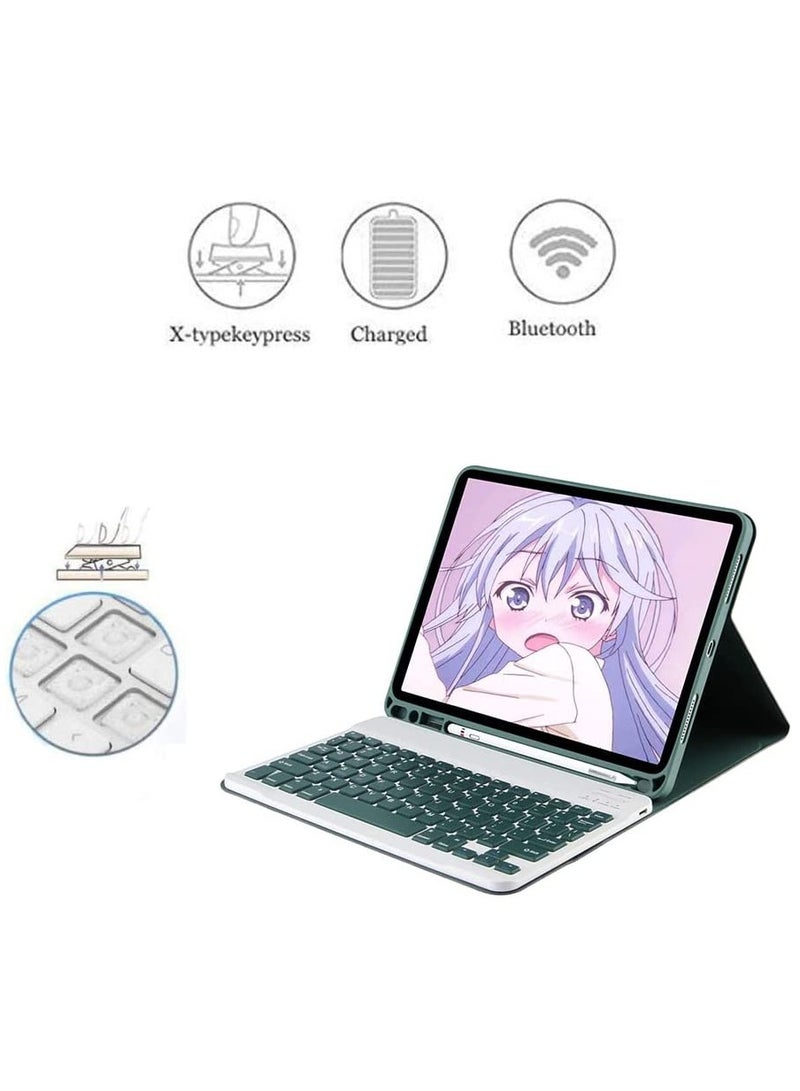 KASTWAVE KASTWAVE Tablet Cover Wireless Keyboard for iPad 9th Gen 2021/8th 2020/ 7th 2019/ iPad Air 3/ Pro 10.5 with Detachable Bluetooth Keyboard Mouse Pencil Holder Dark Green  - Image 4