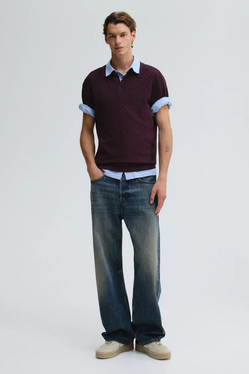 اتش اند ام جينز بقصة واسعة وساق مستقيمة