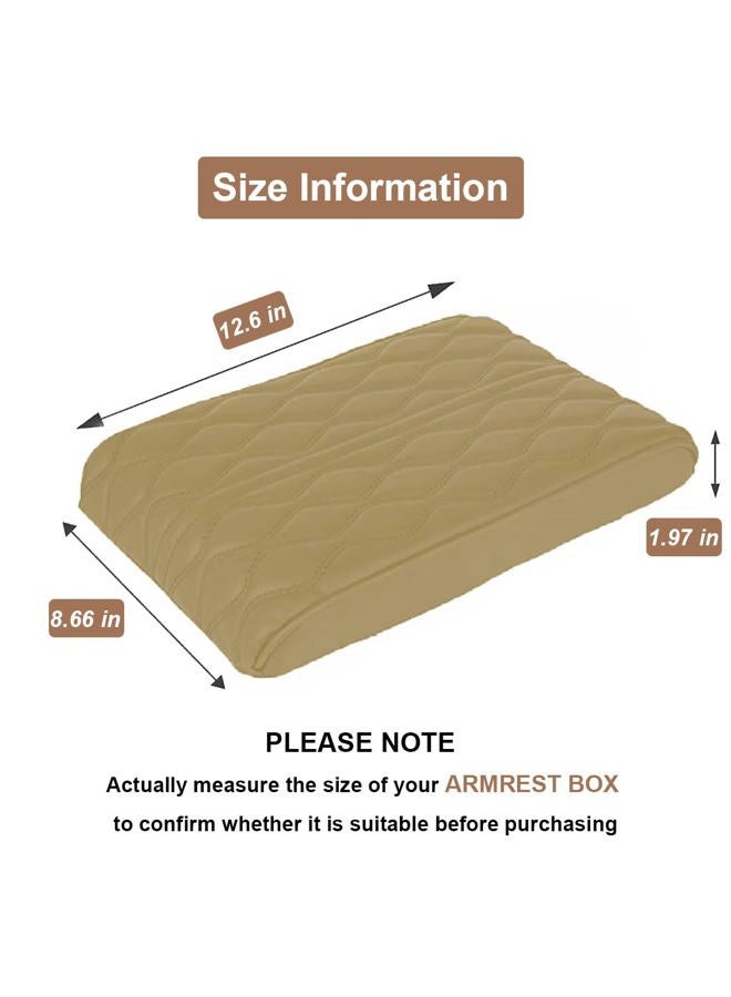 BODLYL Car Center Console Cover, Memory Foam Car Armrest Cushion, Beige Auto Arm Rest Pad, Leather Arm Rest Covering Car, Hand Rest Pillow for SUV/Truck/Vehicle (Beige) - Image 2