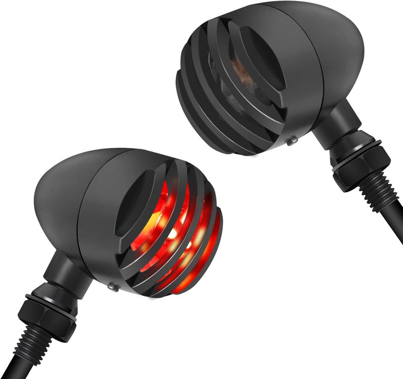 NTHREEAUTO Motorcycle LED Turn Signals Smoked Rear Blinkers Indicator Light Universal Compatible with Harley Sportster Honda Shadow Suzuki Yamaha Kawasaki Vulcan Bobber 12V Motorbikes - Image 1