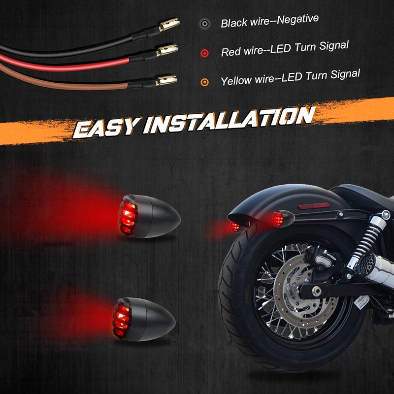 NTHREEAUTO Motorcycle LED Turn Signals Smoked Rear Blinkers Indicator Light Universal Compatible with Harley Sportster Honda Shadow Suzuki Yamaha Kawasaki Vulcan Bobber 12V Motorbikes - Image 5