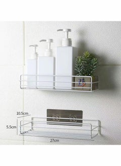 HomarKet 2 PACK Adhesive Bathroom Shelf Organizer Shower Caddy Kitchen Spice Rack Wall Mounted No Drilling  - Image 1