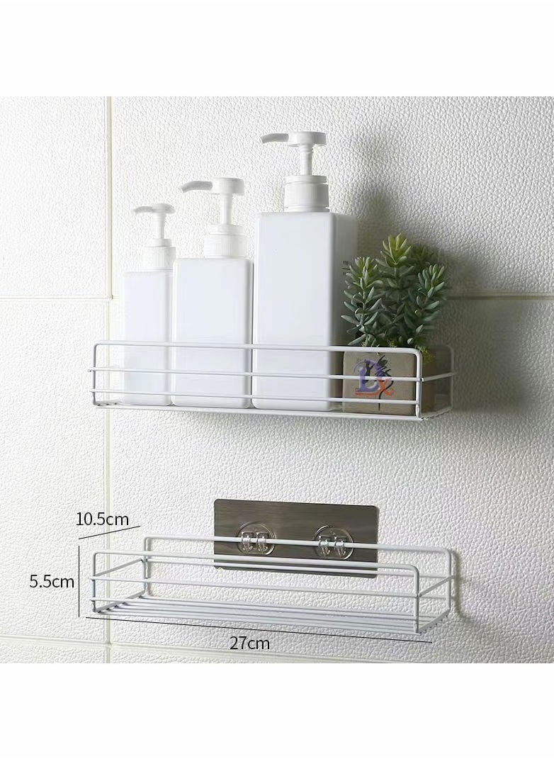 HomarKet 2 PACK Adhesive Bathroom Shelf Organizer Shower Caddy Kitchen Spice Rack Wall Mounted No Drilling  - Image 1