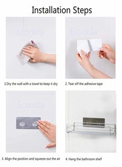 HomarKet 2 PACK Adhesive Bathroom Shelf Organizer Shower Caddy Kitchen Spice Rack Wall Mounted No Drilling  - Image 5