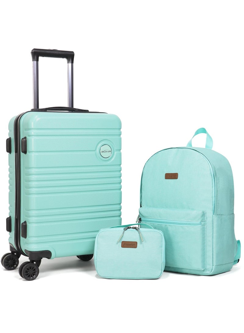 Aklsvion Checked Luggage Medium Suitcase ABS+PC Hard Shell Lightweight Durable 4 Wheels Luggage Trolley Bag With TSA Lock Mint Green - Image 1