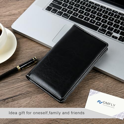 DMFLY Leather Professional Business Card Holder Organizer Book - 300 Card Capacity Premium PU Folder with Soft Cover, Name Card Credit Cards Binder for Men/Women, Elegant Black - Image 2