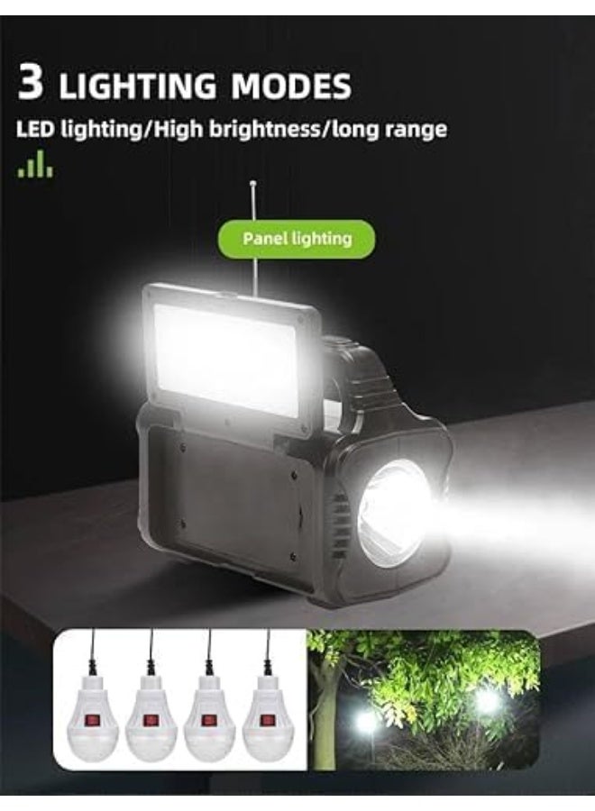 Solar Powered Spotlight with Bluetooth Speaker, FM Radio & USB Charging – 4-in-1 Outdoor Light with Built-in Battery – Waterproof LED Floodlight for Camping, Garden, Emergency & Patio Use - Image 5