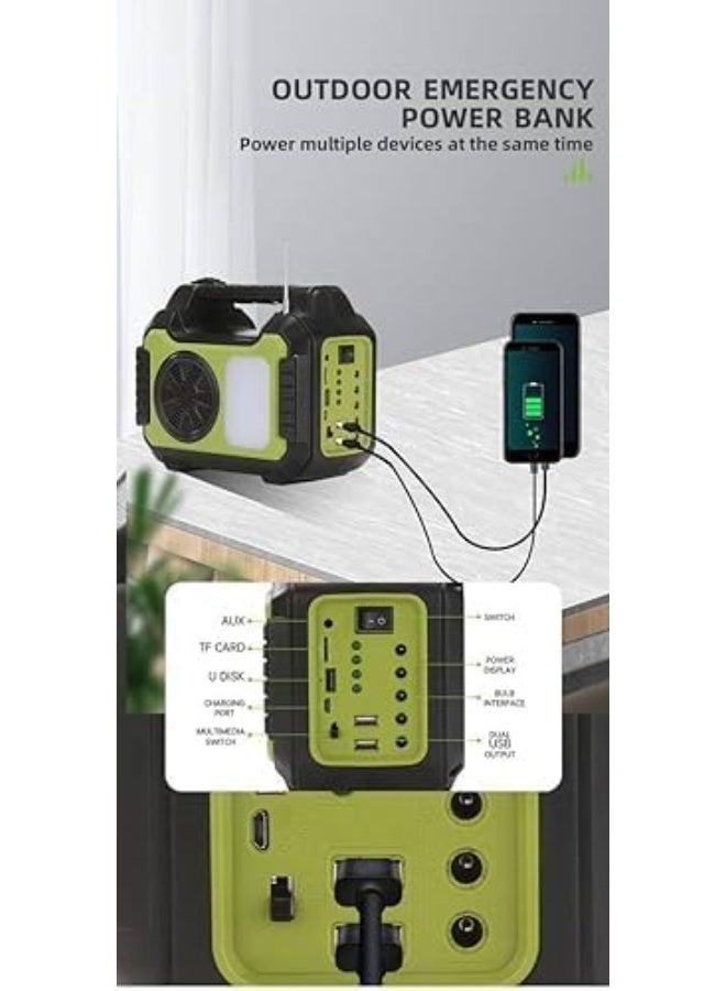 Solar Powered Spotlight with Bluetooth Speaker, FM Radio & USB Charging – 4-in-1 Outdoor Light with Built-in Battery – Waterproof LED Floodlight for Camping, Garden, Emergency & Patio Use - Image 2