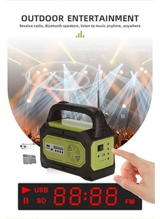 Solar Powered Spotlight with Bluetooth Speaker, FM Radio & USB Charging – 4-in-1 Outdoor Light with Built-in Battery – Waterproof LED Floodlight for Camping, Garden, Emergency & Patio Use - Image 3