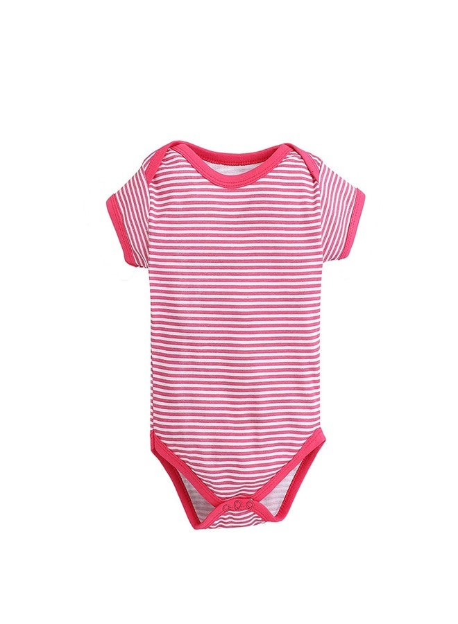 TiniBerry Cotton Baby Bodysuit Short Sleeve Half Romper Pack of 3 Soft & Comfortable for Kids (6-9 Months, Rani) - Image 2