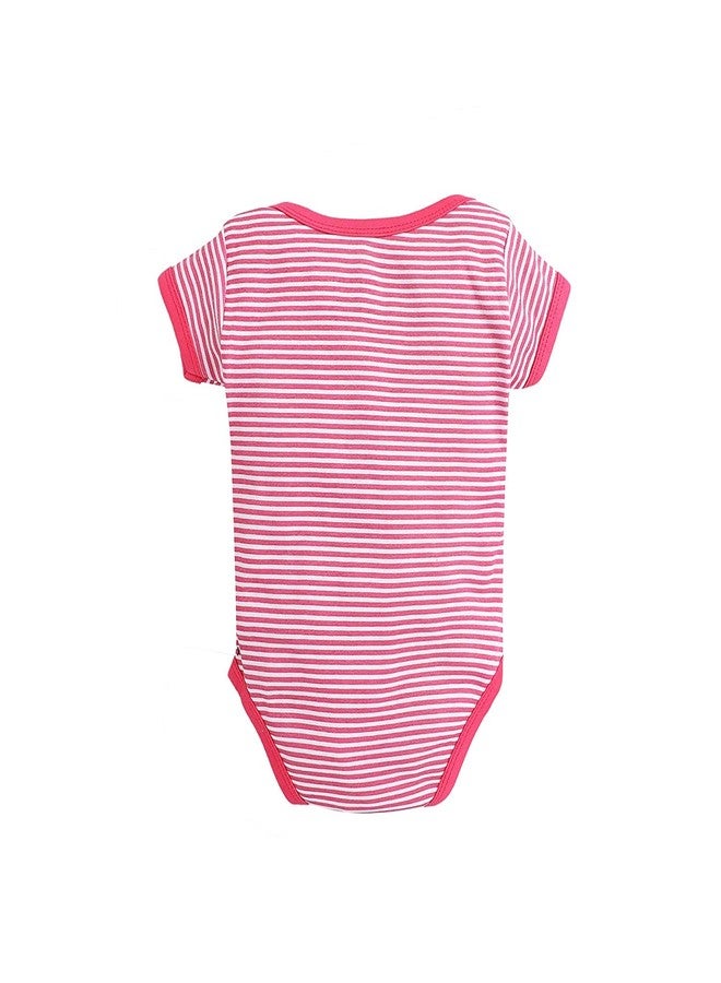 TiniBerry Cotton Baby Bodysuit Short Sleeve Half Romper Pack of 3 Soft & Comfortable for Kids (6-9 Months, Rani) - Image 3