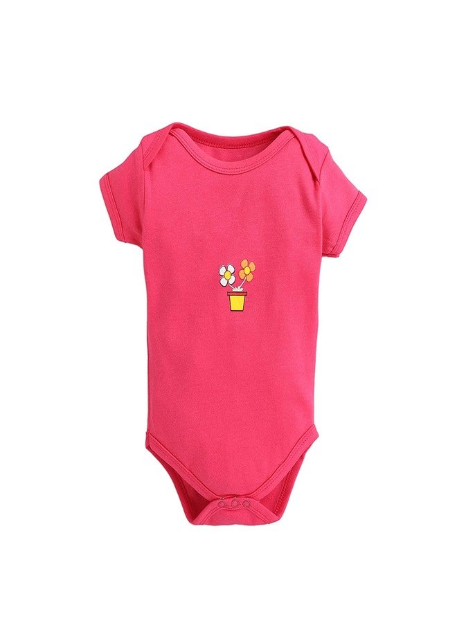 TiniBerry Cotton Baby Bodysuit Short Sleeve Half Romper Pack of 3 Soft & Comfortable for Kids (6-9 Months, Rani) - Image 4