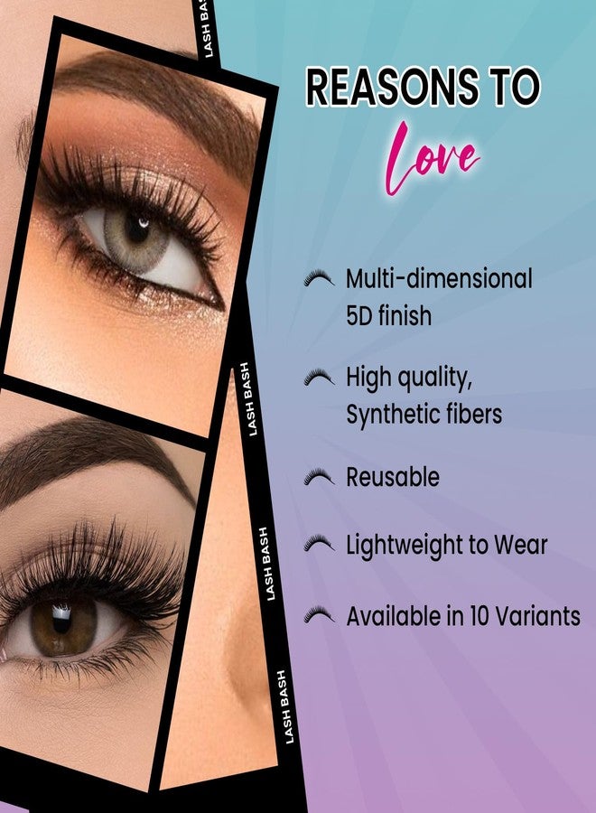 جلام 21 رموش Glam21 Lash Bash - رموش صناعية خماسية الأبعاد، رموش صناعية للعين، زوج واحد، طبيعية وناعمة - كلاسيك - Image 4