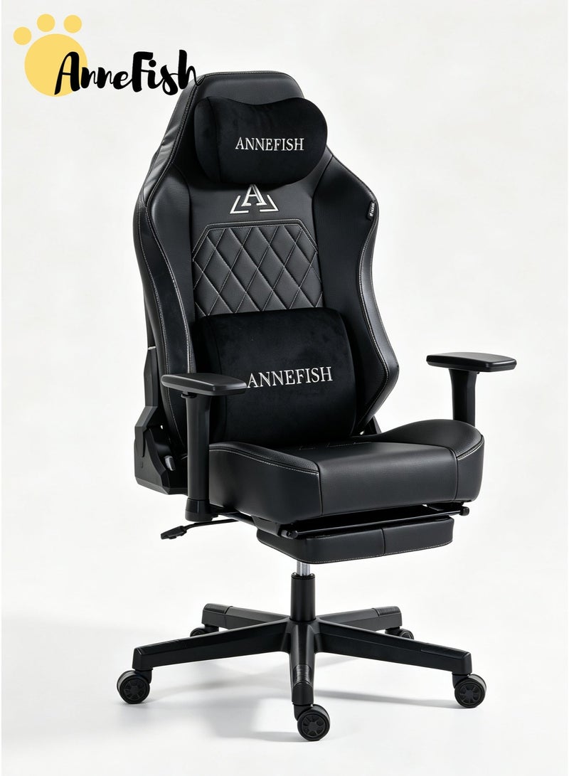 AnneFish Premium Gaming Chair  145° Reclining Racing Ergonomic Office Chair with Magnetic Headrest Lumbar Pillow 3D Adjustable Armrests Footrest Latex Foam and PU Leather High Back Swivel Computer Chair for Heights of 160–190 cm Gamers Up To 120kg - Image 1