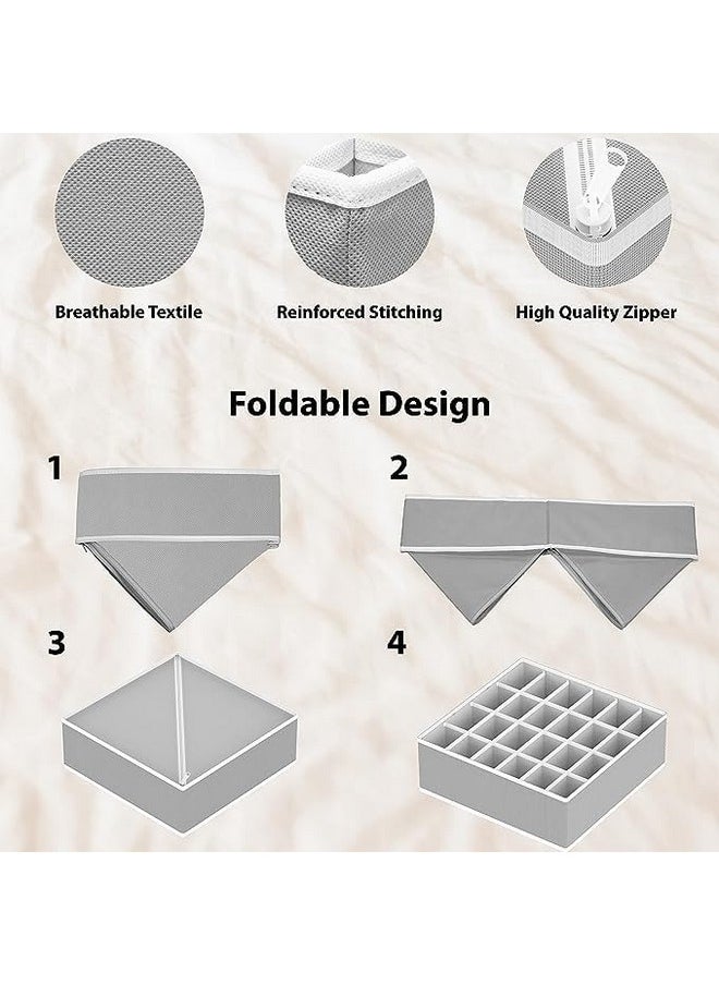 Styleys Styleys Non Woven Clothing Storage Box Closet Dresser Drawer Organizer Cube Basket Bins Containers Divider Organiser For Bra Panty Socks Tie Underwear Innerwear Scarf,Set Of 4(Grey-S1014)  - Image 4