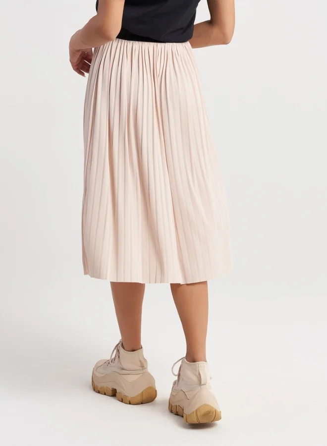 HaILYS Neutral Beige Pleated Midi Skirt