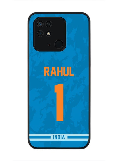 Rugged Black Edge Case for Redmi 10C 4G , Slim fit Soft Case Flexible Rubber Edges Thin Cover - Player Name - KL Rahul, Jersey Number- 1