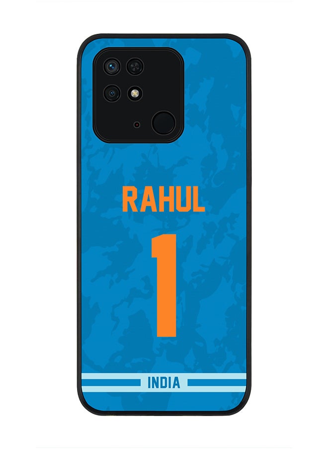 Stylizedd - Rugged Black Edge Case for Redmi 10C 4G , Slim fit Soft Case Flexible Rubber Edges Thin Cover - Player Name - KL Rahul, Jersey Number- 1 - Image 1