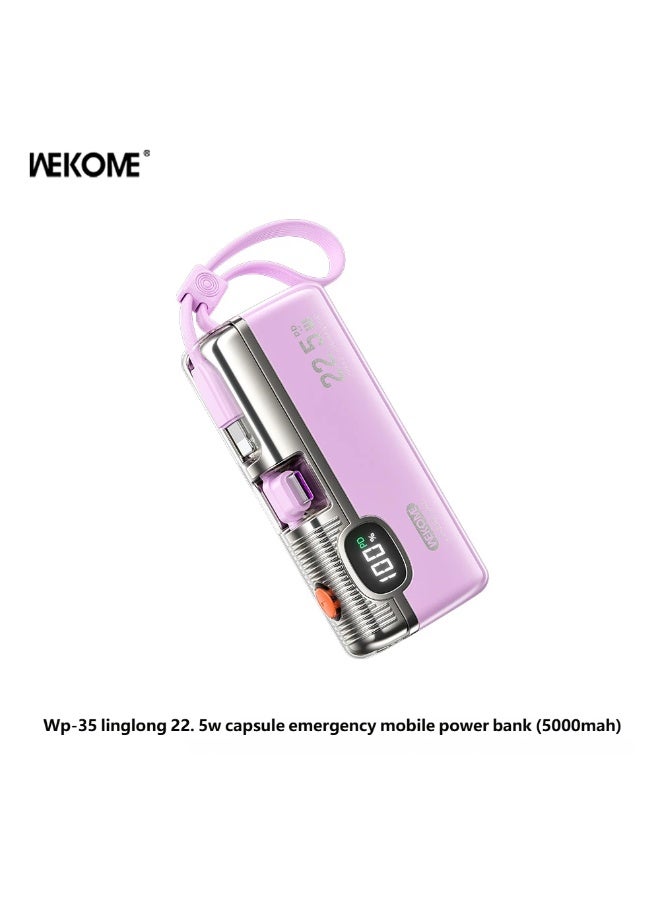 WEKOME Mini power bank, 5000mAh backup battery, portable charger, external battery for mobile phones, fast charging. - Image 1