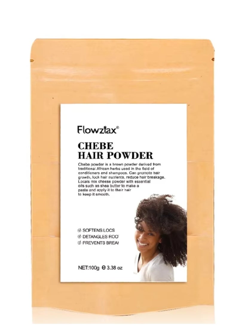 Flowziax 100 جرام مسحوق شايبي للشعر لنمو الشعر لعلاجات إعادة نمو الشعر يلين الضفائر يفك تشابك الجذور يقلل من تكسر الشعر يعزز الشعر القوي والصحي مرطب مسحوق شايبي الأفريقي - Image 1