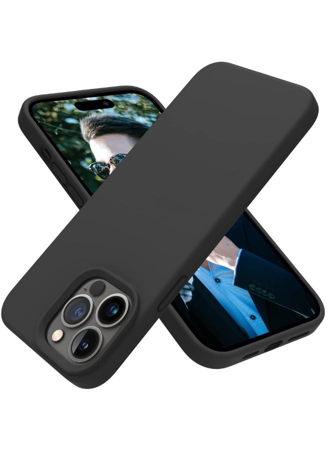 Compatible with iPhone 11 Pro Case 5.8 Inch Slim Liquid Silicone 4 Layers Soft Gel Rubber Shockproof Protective Phone Case with Anti Scratch Microfiber Lining (Black) - Image 1
