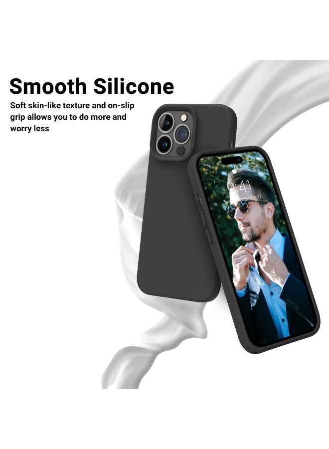 Compatible with iPhone 11 Pro Case 5.8 Inch Slim Liquid Silicone 4 Layers Soft Gel Rubber Shockproof Protective Phone Case with Anti Scratch Microfiber Lining (Black) - Image 4
