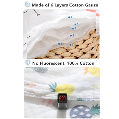 THE PURE NEST Muslin Cotton Baby Face Towels | 6-Layer Extra Soft Newborn Napkins, Hypoallergenic & Reusable | Baby Hankies for Infants, Toddlers & Kids | Pack of 5 | 24×24 cm - Image 5