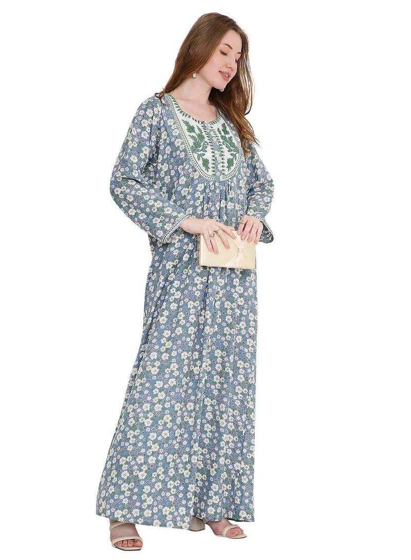 HANA & SARA refined long viscose farasha with stunning thread embroidery arabic kaftan jalabiya dress