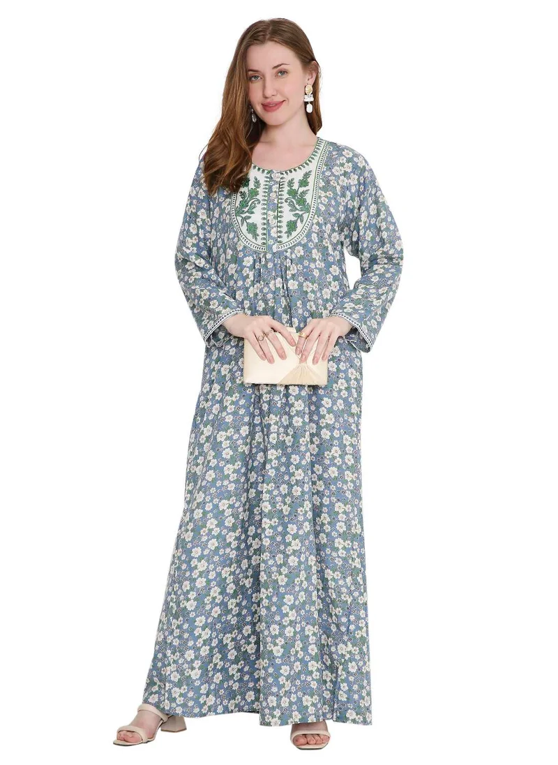 هانا آند سارا refined long viscose farasha with stunning thread embroidery arabic kaftan jalabiya dress