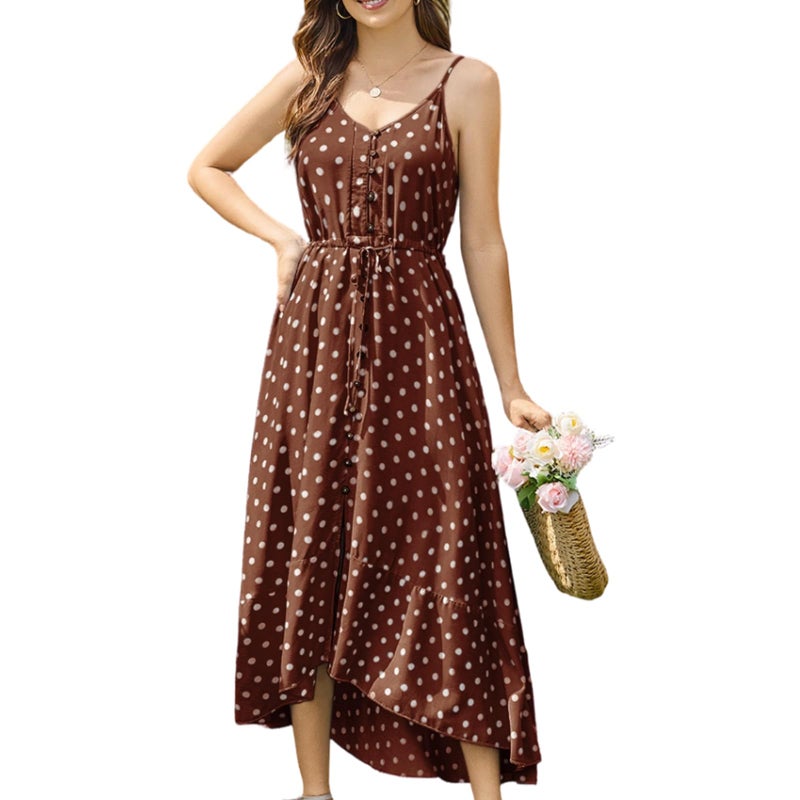 BROVAVE Casual Summer Dresse for Women: Rayon Fabric 20% Increased Breathability - 2026 Spaghetti Sundress for Beach Vacation Brown - Image 1