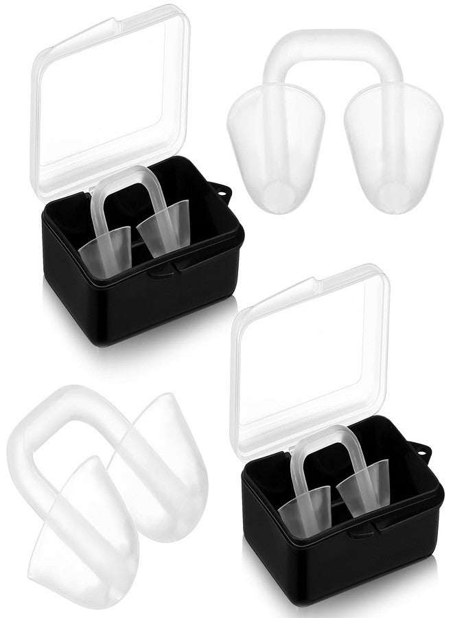 Relaxweex 2 Sets Swimming Nose Plugs for Adults Men Women, Silicone Clear Nose Clip with Plastic Storage Case, Waterproof Nostril Plug Swimming Protectors for Swim Diving Water Sports (White) - Image 1