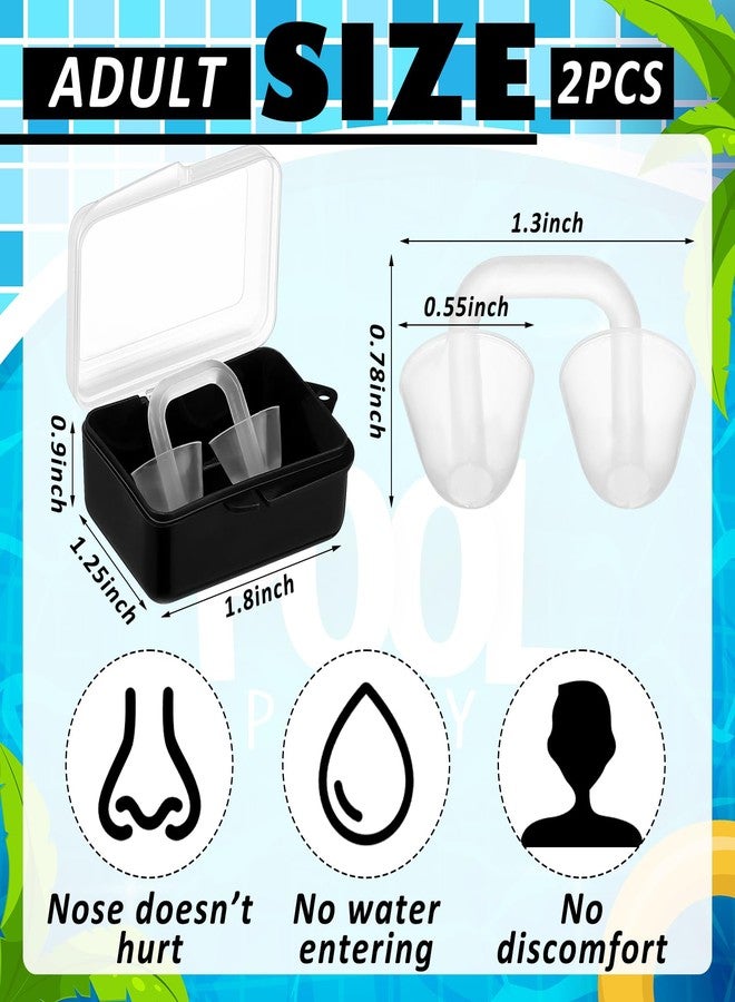 Relaxweex 2 Sets Swimming Nose Plugs for Adults Men Women, Silicone Clear Nose Clip with Plastic Storage Case, Waterproof Nostril Plug Swimming Protectors for Swim Diving Water Sports (White) - Image 2