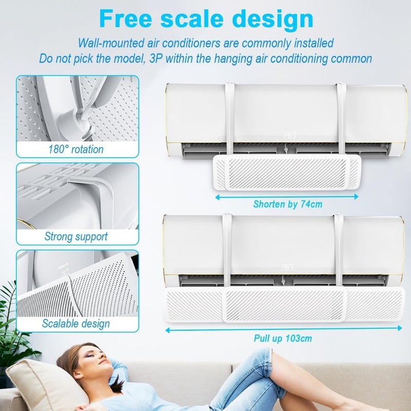 AC Air Flow Deflector, Adjustable AC air Deflector Suitable for Split air conditioners, Anti-Blast/Anti-Direct Blowing Baffle Windshield for Home, Mini-Split - Image 2