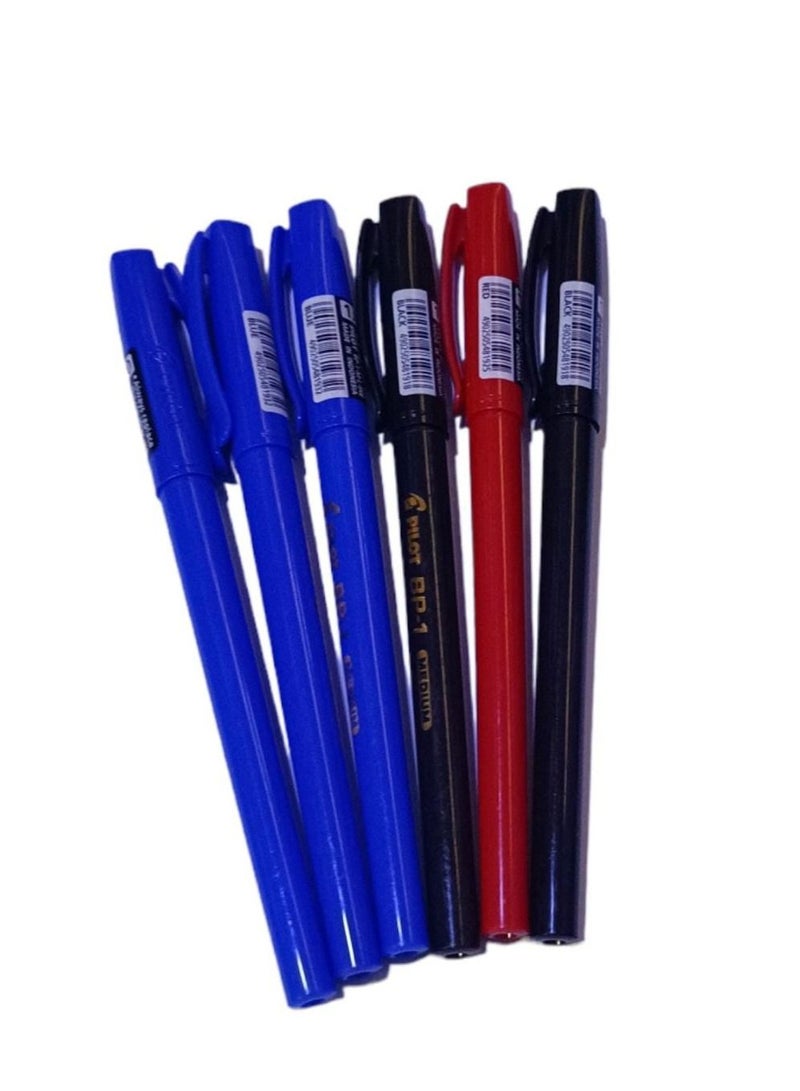 بايلوت طقم أقلام BP1 بمقبض مضاد للانزلاق مكون من 6 قطعة متعدد الألوان - Image 1
