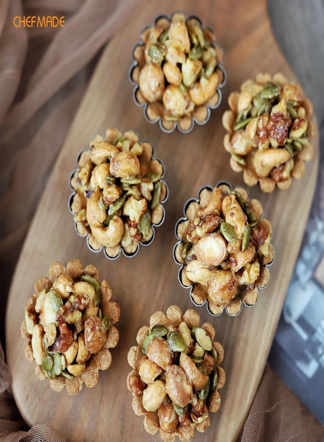 شيف ميد مجموعة قوالب تارت صغيرة مستديرة من CHEFMADE، غير لاصقة، 2.5 بوصة، 12 قطعة، قالب كيش مموج (أسود) - Image 5