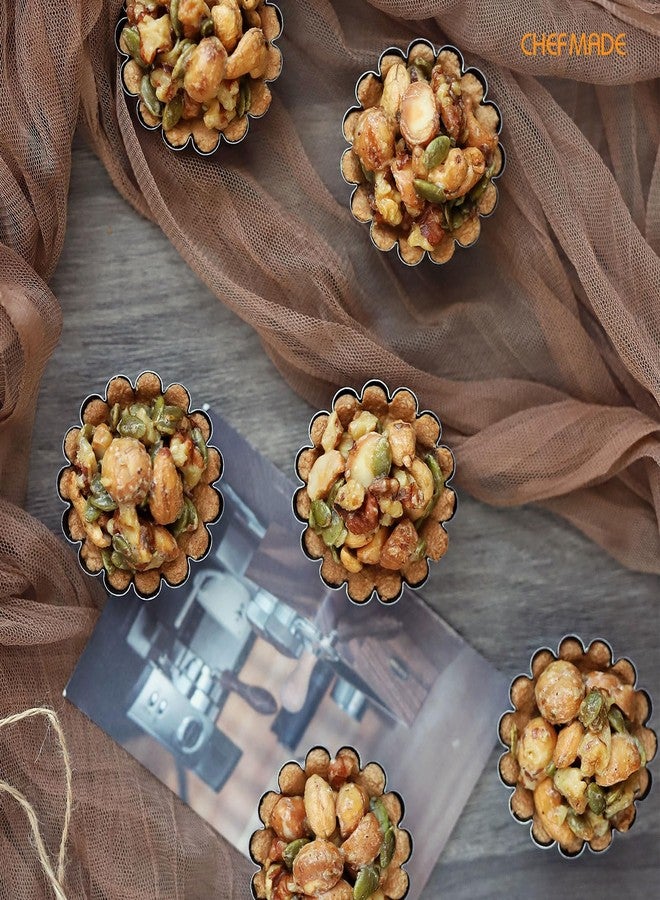 شيف ميد مجموعة قوالب تارت صغيرة مستديرة من CHEFMADE، غير لاصقة، 2.5 بوصة، 12 قطعة، قالب كيش مموج (أسود) - Image 3