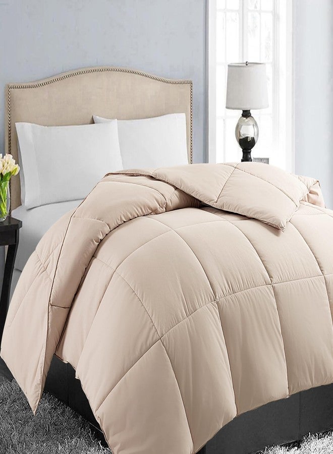 EASELAND California King Down Alternative Comforter - Quilted Duvet Insert for All Seasons, Soft Lightweight with Corner Tabs, Summer Winter Warm Bedding, Beige 96x104 Inches - Image 1