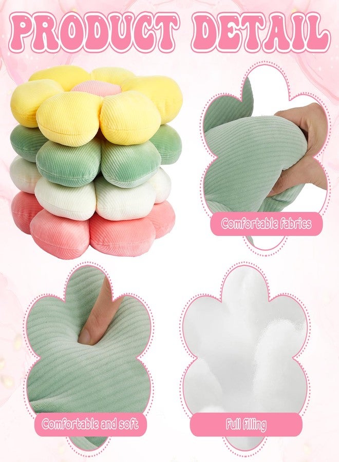 Reginary 4 Pcs Flower Floor Pillows Cute Plush Flower Throw Pillows Daisy Floor Seat Cushion Chair Pads for Back to School First Day of School for Sofa Couch Bed Decor(15 Inch,Light Color) - Image 3